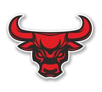 2 x 10cm Red Angry Bull Vinyl Sticker iPad Laptop Car Bike Helmet Animal #5203 (10cm Wide x 7.5cm Tall)