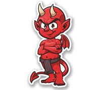 2 x 10cm Red Devil Vinyl Sticker Decal Motorbike Bike Helmet iPad Laptop #5382 (5cm Wide x 10cm Tall)
