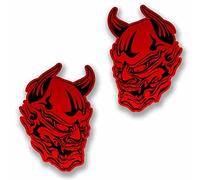 2 x 10cm Red Devil Vinyl Sticker Decal Motorbike Bike Helmet Laptop Satan #9741 (7cm Wide x 10cm Tall)