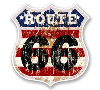 2 x 10cm Route 66 Vinyl Sticker Laptop Car Bike Travel Luggage USA America #6031 (10cm x 10cm)