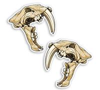 2 x 10cm Saber Toothed Tiger Vinyl Stickers - Fossil Smilodon Sticker #29818