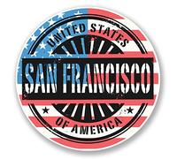 2 x 10cm San Francisco USA America Sticker Car Laptop Travel Luggage Flag #6053 (10cm x 10cm)