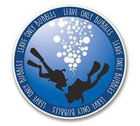 2 x 10cm Scuba Diver Vinyl Decal Sticker Laptop Diving Leave Only Bubbles #6380 (10cm x 10cm)