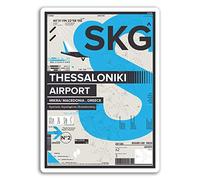 2 x 10cm SKG Thessaloniki Airport Vinyl Stickers - Greece Travel Sticker #17456 (10cm Tall)
