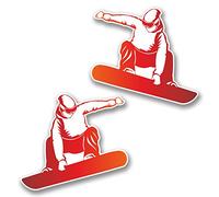 2 x 10cm Snowboarder Vinyl Sticker Decal Car Snowboard Kids Fun #6306 (10cm Wide x 9cm Tall)