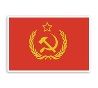 2 x 10cm Soviet Union Flag Vinyl Stickers - Red Hammer & Sickle Sticker #31654 (10cm Wide)
