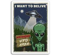 2 x 10cm Space Alien Vinyl Stickers - UFO Aliens Sticker Laptop Luggage #17063 (10cm Tall)