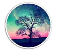 2 x 10cm Space Tree Vinyl Stickers - Nature Galaxy Sticker Laptop Luggage #8218 (10cm Wide)