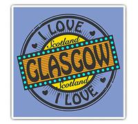 2 x 10cm Square Vinyl Stickers - I Love Glasgow Scotland Travel Decals 4762