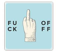 2 x 10cm Square Vinyl Stickers - Rude Hand Gesture Office Joke Decals 14571