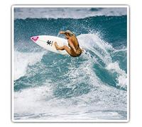 2 x 10cm Square Vinyl Stickers - Surfing Girl Wave Surfer Surf Ocean Sea Decals 8085
