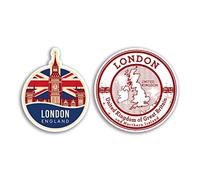 2 x 10cm Tall London Vinyl Stickers - Big Ben United Kingdom Flag England Travel City UK Gift #78519