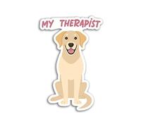2 x 10cm Therapist Dog Vinyl Stickers - Golden Labrador Retriever Cartoon Illustration Puppy Animals Pets Support Laptop Home Sticker #79883