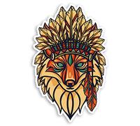 2 x 10cm Tribal Fox Vinyl Stickers - Wild Animal Tattoo Laptop Sticker #31658 (10cm Tall)