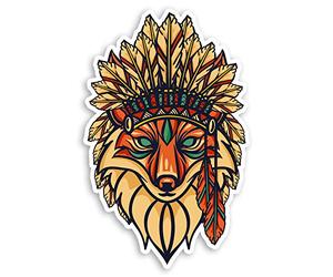 2 x 10cm Tribal Fox Vinyl Stickers - Wild Animal Tattoo Laptop Sticker #31658 (10cm Tall)