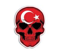 2 x 10cm Türkiye Skull Stickers - Turkey Turkiye Europe Flag Travel Holiday Pirate Funny Kids Girls Boys Men Women Scrapbook Sticker #82070
