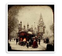 2 x 10cm Victorian Christmas Vinyl Stickers - London Vintage Art Sticker #70699