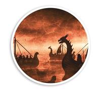 2 x 10cm Viking War Ship Vinyl Stickers - Long Boat Norway Dragon Sticker #70801