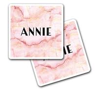 2 x 10cm Vinyl Square Stickers Set - Name Annie Marble Stone Texture Letter Lettering Travel Scrapbooking Gift Decal Wall Art Self Adhesive Waterproof #276667