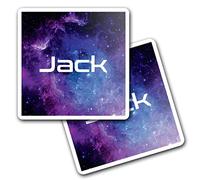 2 x 10cm Vinyl Square Stickers Set - Name Jack Space Universe Galaxy Stars Letter Lettering Travel Scrapbooking Gift Decal Wall Art Self Adhesive Waterproof #261990