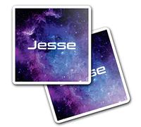 2 x 10cm Vinyl Square Stickers Set - Name Jesse Space Universe Galaxy Stars Letter Lettering Travel Scrapbooking Gift Decal Wall Art Self Adhesive Waterproof #262043