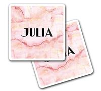 2 x 10cm Vinyl Square Stickers Set - Name Julia Marble Stone Texture Letter Lettering Travel Scrapbooking Gift Decal Wall Art Self Adhesive Waterproof #277027