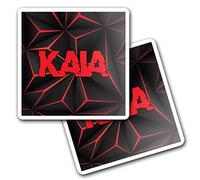 2 x 10cm Vinyl Square Stickers Set - Name Kaia Gamer Black Red Video Game Letter Lettering Travel Scrapbooking Gift Decal Wall Art Self Adhesive Waterproof #274252