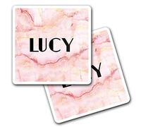 2 x 10cm Vinyl Square Stickers Set - Name Lucy Marble Stone Texture Letter Lettering Travel Scrapbooking Gift Decal Wall Art Self Adhesive Waterproof #277184