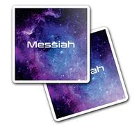 2 x 10cm Vinyl Square Stickers Set - Name Messiah Space Universe Galaxy Stars Letter Lettering Travel Scrapbooking Gift Decal Wall Art Self Adhesive Waterproof #262278