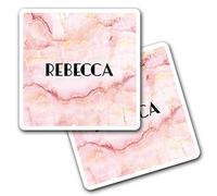 2 x 10cm Vinyl Square Stickers Set - Name Rebecca Marble Stone Texture Letter Lettering Travel Scrapbooking Gift Decal Wall Art Self Adhesive Waterproof #277369