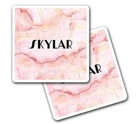 2 x 10cm Vinyl Square Stickers Set - Name Skylar Marble Stone Texture Letter Lettering Travel Scrapbooking Gift Decal Wall Art Self Adhesive Waterproof #276415