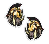 2 x 10cm Warrior Rhino Vinyl Stickers - Roman Gladiator Animal Sticker #70769
