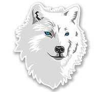 2 x 10cm White Husky Wolf Vinyl Decal Sticker Laptop Tablet Car Dog Animal #5565 (8.5cm Wide x 10cm Tall)