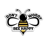 2 x 10cm Wide Don't Worry Bee Happy Vinyl Stickers - Insect Science Sticker #29946