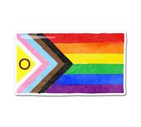 2 x 10cm Wide Progress Pride Flag Vinyl Stickers - LGBTQ Love Support Lesbian Gay Transgender Rainbow Month Watercolour Style Gift Sticker #83005