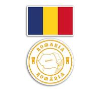 2 x 10cm Wide Romania Vinyl Stickers - Romanian Map Holiday Adventure Travel Country Scrapbooking Gift #78664