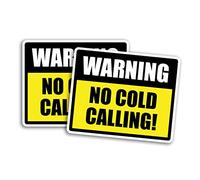 2 x 10cm Wide Warning No Cold Calling Vinyl Stickers - Callers Front Door Sign Sales People No Knocking Caution Leave Stop Gift Sticker #79813