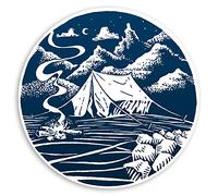 2 x 10cm Wild Camping Vinyl Stickers - Camp Fire Hiking Laptop Sticker #31490 (10cm Wide)