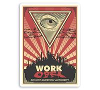 2 x 10cm Work Obey Big Brother Vinyl Stickers - All Seeing Eye Sticker #29091