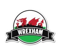 2 x 10cm Wrexham Vinyl Stickers - Wales Welsh Dragon UK GB City Flag Travel Holiday Geography Location Decal Scrapbook Sticker #83156