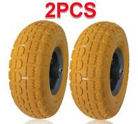 2 X 10In Puncture Burst Proof Solid Rubber Sack Truck Trolley Wheel Spare Tyres