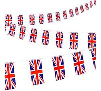 2 x 10m/33ft Long Union Jack Bunting with 30 Fabric Flags Queen's Platinum Jubilee Banner For Wedding Sporting Royal Events Pub Office BBQ Street Party Support