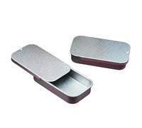 2 x 10ml Rectangular Tin with Slider Lid - Mini Favour/Gift/Sweets/Lip Balm/Pill Boxes - Silver - Sliding Top - Pocket Size - Camping/Hiking Everyday Carry edc