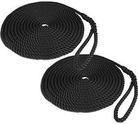 2 x 10mm Docking Boat Yacht Lines Mooring Sailing Rope - Spliced Loop At One End - 3 Colours / 3 Lengths Available (Black, 15m)