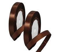 2 x 10mm Thin Dark Brown Ribbon Satin Ribbon 22m, 2/5 inch Slim Brown Ribbon for Gift Wrapping Wedding Christmas Birthday Cake Hair Bow Florist Bouquet Crafts Decorations