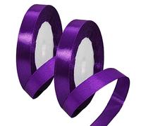 2 x 10mm Thin Dark Purple Ribbon Helloween Satin Ribbon 22m, 2/5 inch Slim Deep Purple Ribbon for Gift Wrapping Wedding Birthday Cake Hair Bow Florist Bouquet Crafts Decorations