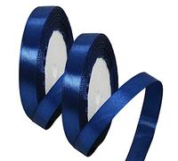2 x 10mm Thin Navy Blue Ribbon Dark Blue Satin Ribbon 22m, 2/5 inch Slim Navy Ribbon for Gift Wrapping Wedding Christmas Birthday Cake Hair Bow Florist Bouquet Crafts Decorations
