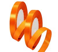 2 x 10mm Thin Orange Ribbon Helloween Satin Ribbon 22m, 2/5 inch Slim Orange Ribbon for Gift Wrapping Wedding Halloween Xmas Birthday Cake Hair Bow Florist Bouquet Crafts Decorations