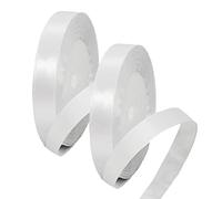 2 x 10mm Thin White Ribbon Wedding Car Ribbon 22m, 2/5 inch Slim White Satin Ribbon for Gift Wrapping Wedding Christmas Birthday Cake Hair Bow Florist Bouquet Crafts Decorations