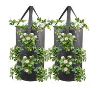 2 x 11.4 Litre Vertical Strawberry Planter - Strawberry Growing with Handle - for Outdoor Growing Peppers Vegetables Fruit Raspberries in Gardens Patios and Balconies